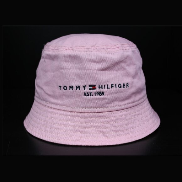 NWT Tommy Hilfiger Embroidered TH Logo Bucket Hat Pink 100% Cotton L/XL - Picture 1 of 2